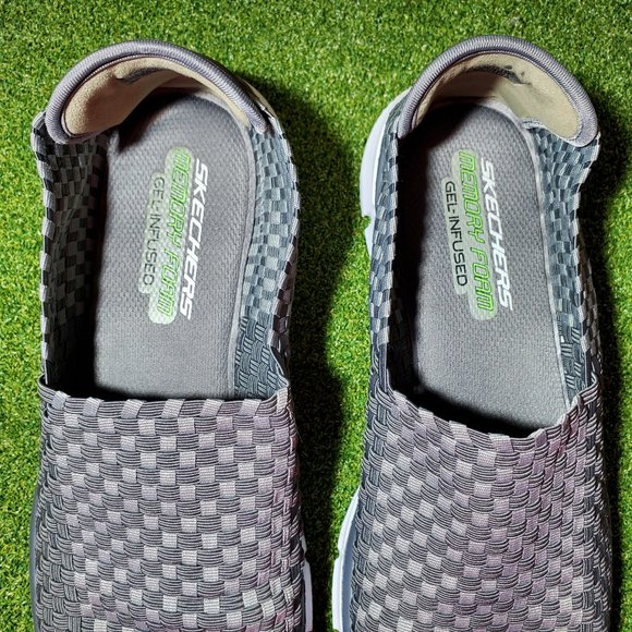 Skechers Men’s Equalizer / Memory Foam Slip-On Shoes – Gray Woven – Size 12 main image 7